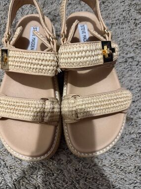 Steve Madden Natural Woven Strap Platform Sandals